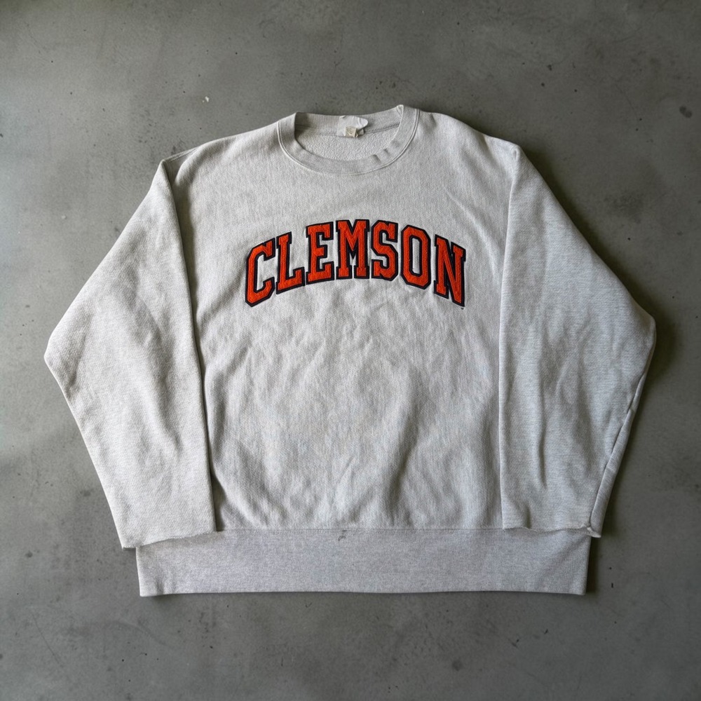 Champion Reverse Weave Clemson Sweatshirt Mens XL Gray Distressed Crewneck Y2K